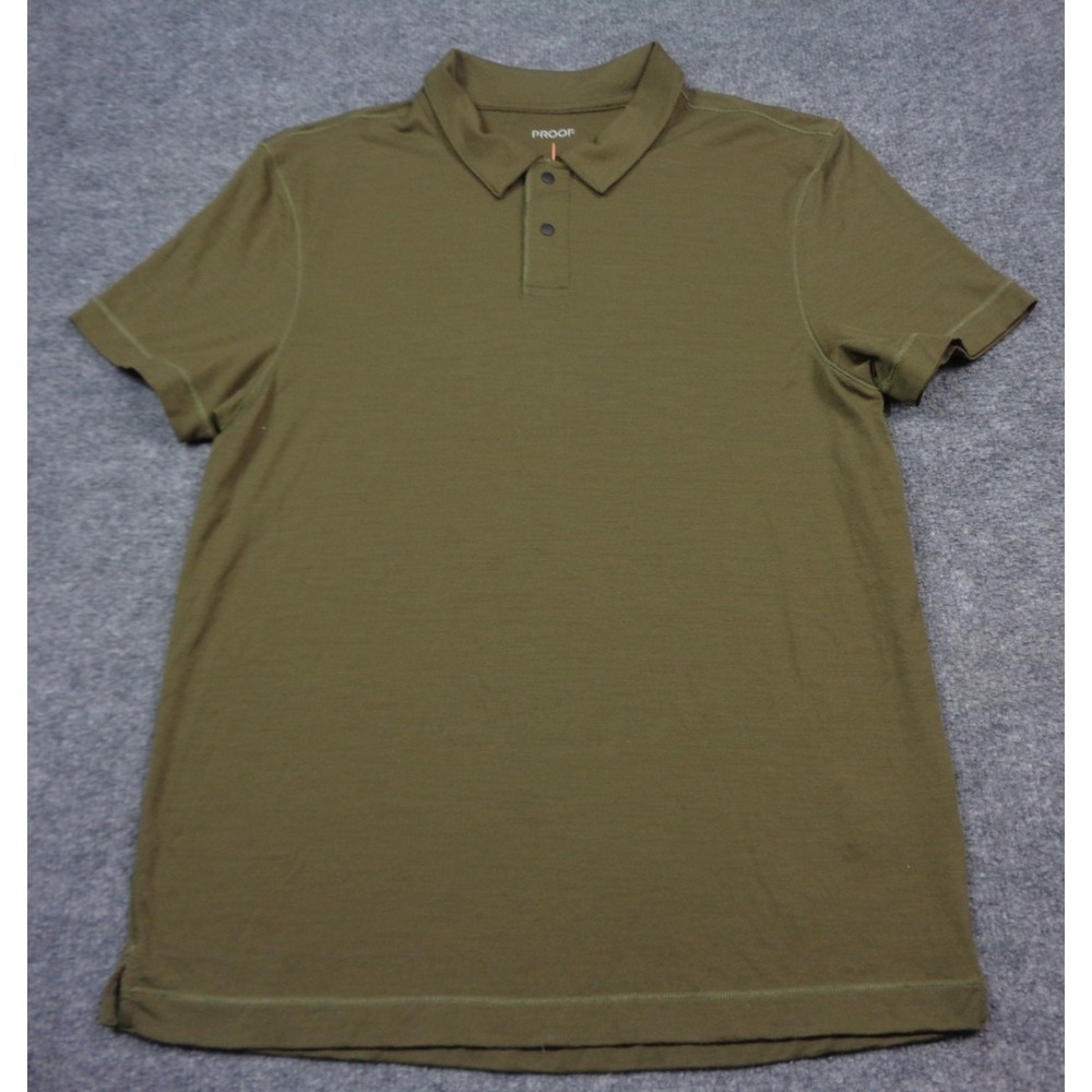 Proof Polo Shirt Mens Medium Small 72 Hour Merino Wool Short Sleeve Snap Collar